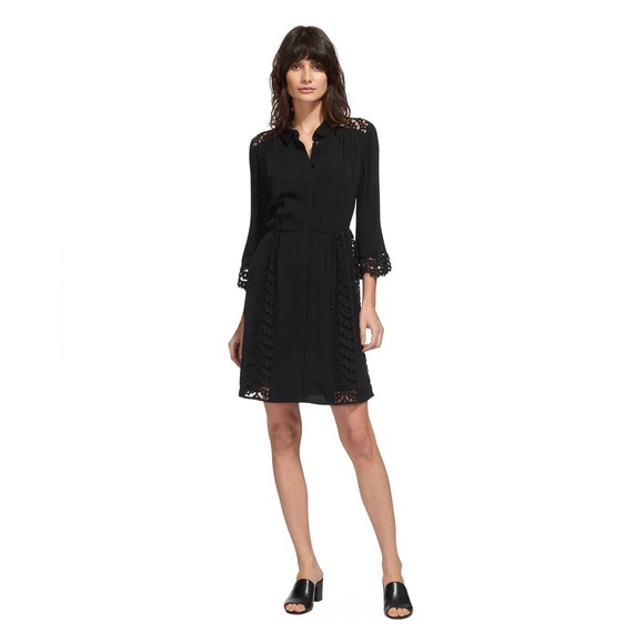 WHISTLES Lizzie Lace Shirt Dress in Black Size 8 - Picture 1 of 9